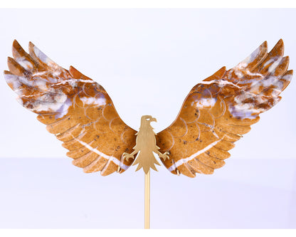Nicedony 7.0" Chalcedony Hand Carved Crystal Eagle Wings Sculpture - View 2