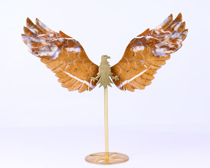 Nicedony 7.0" Chalcedony Hand Carved Crystal Eagle Wings Sculpture - View 3