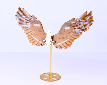 Nicedony 7.0" Chalcedony Hand Carved Crystal Eagle Wings Sculpture - View 10