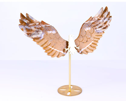 Nicedony 7.0" Chalcedony Hand Carved Crystal Eagle Wings Sculpture - View 7