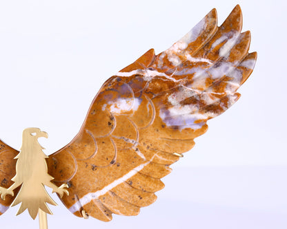 Nicedony 7.0" Chalcedony Hand Carved Crystal Eagle Wings Sculpture - View 5