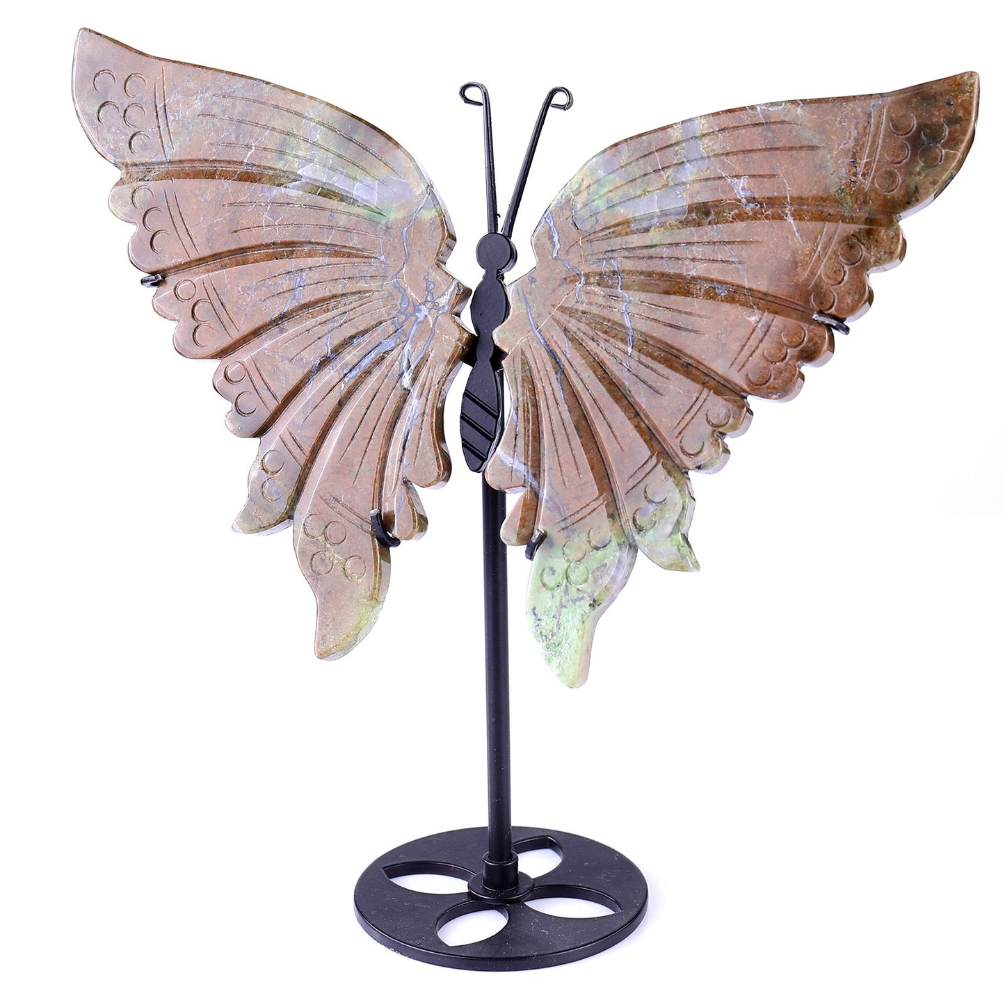 Nicedony 7.0" Green Opal Hand Carved Butterfly Wings Sculpture - View 7