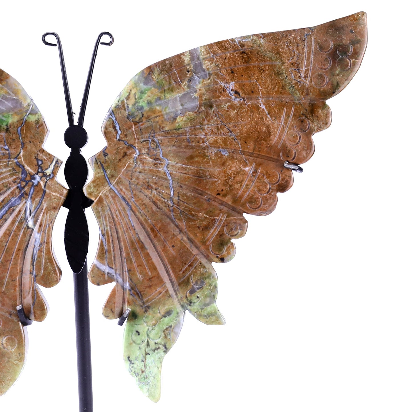 Nicedony 7.0" Green Opal Hand Carved Butterfly Wings Sculpture - View 2