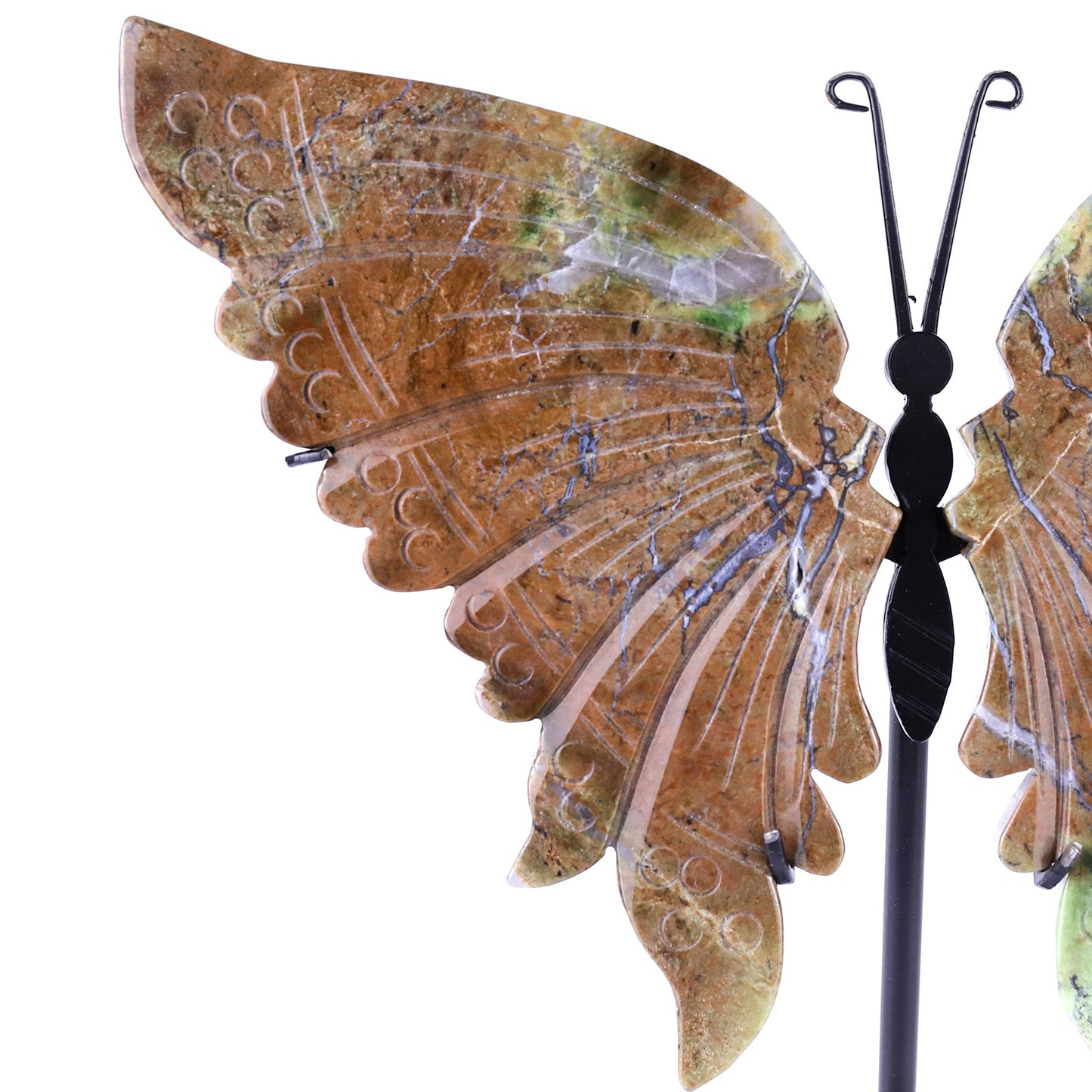 Nicedony 7.0" Green Opal Hand Carved Butterfly Wings Sculpture - View 3