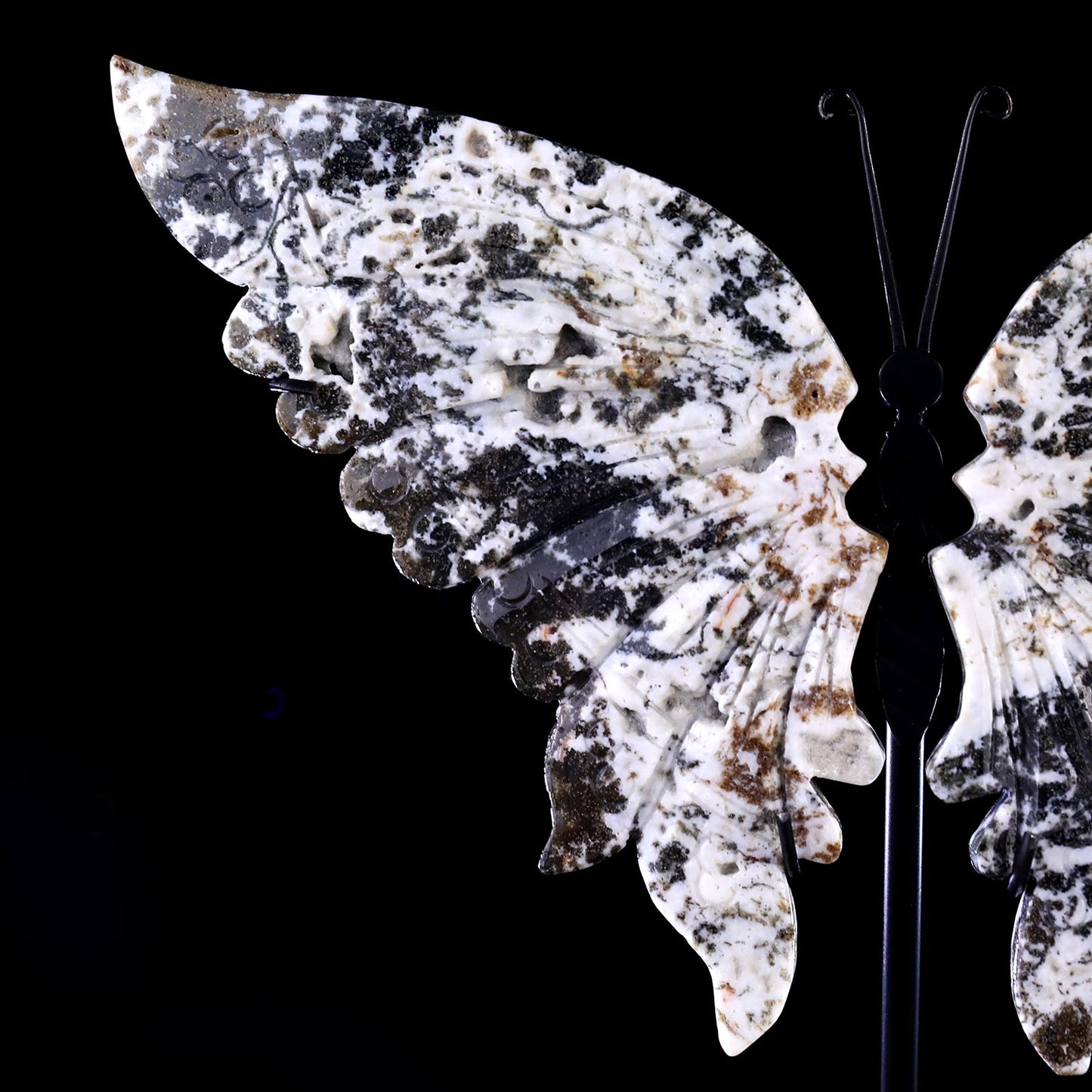 Nicedony 7.0" Moss Agate Hand Carved Butterfly Wings Sculpture - View 4