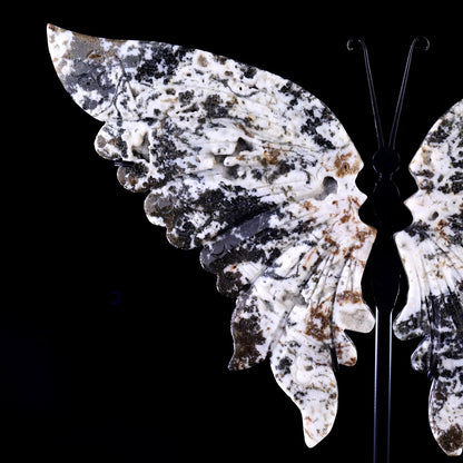 Nicedony 7.0" Moss Agate Hand Carved Butterfly Wings Sculpture - View 4