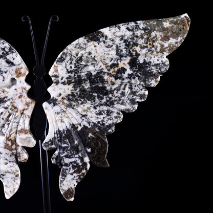 Nicedony 7.0" Moss Agate Hand Carved Butterfly Wings Sculpture - View 3