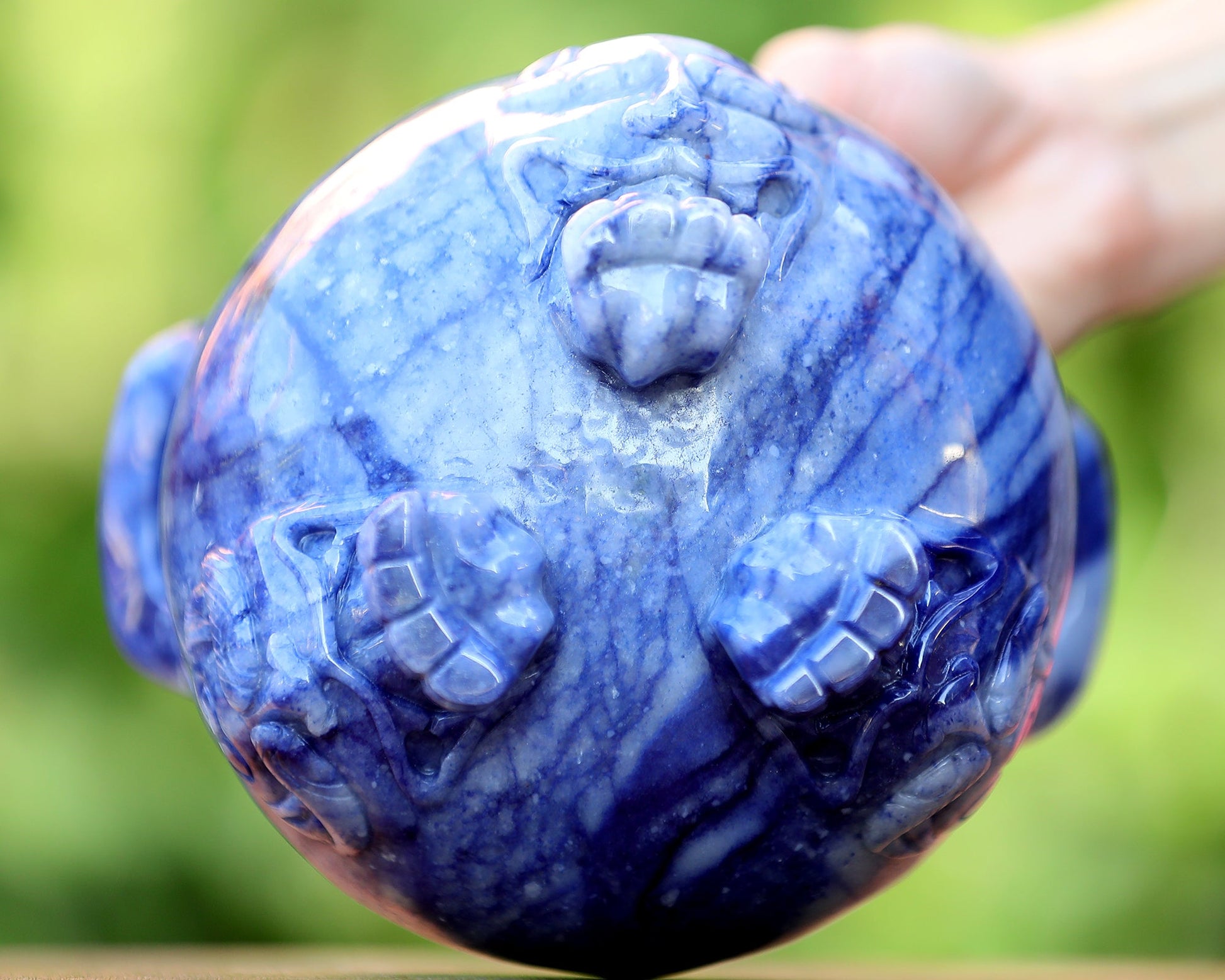 Nicedony 7.0” Blue Aventurine Hand Carved Crystal Gemstone Censer - View 10