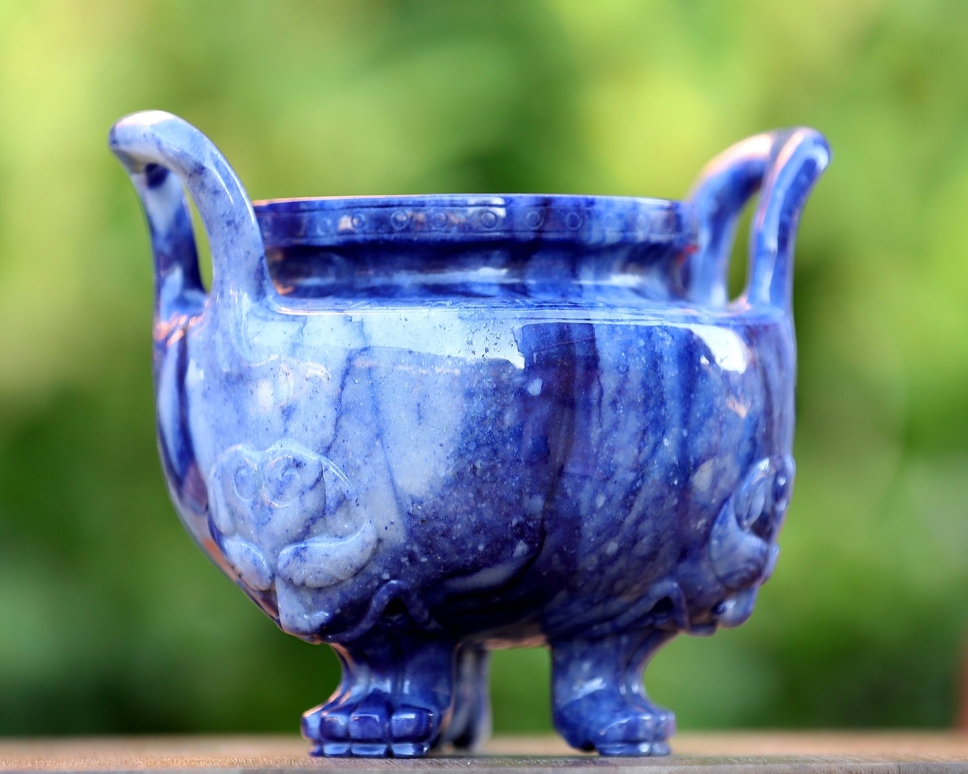Nicedony 7.0” Blue Aventurine Hand Carved Crystal Gemstone Censer - View 2