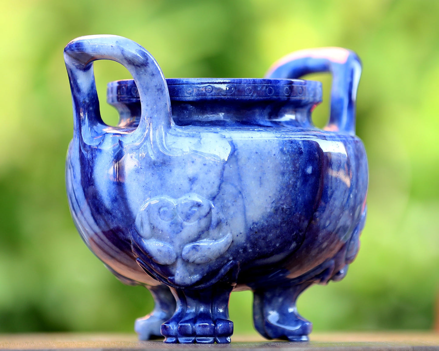 Nicedony 7.0” Blue Aventurine Hand Carved Crystal Gemstone Censer - View 3