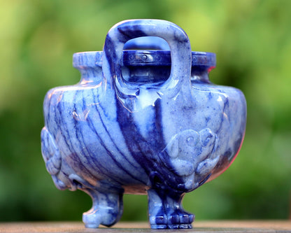 Nicedony 7.0” Blue Aventurine Hand Carved Crystal Gemstone Censer - View 4