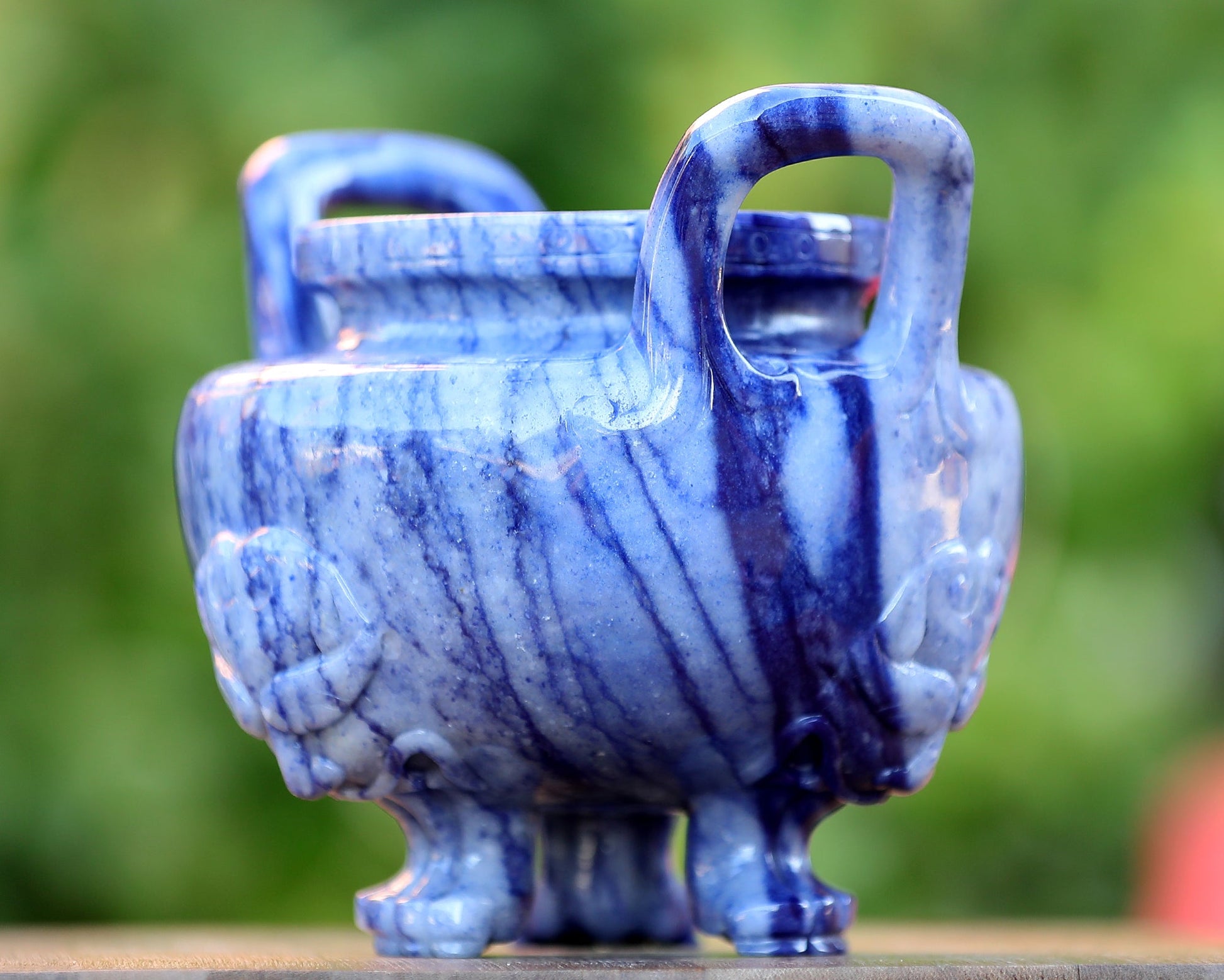 Nicedony 7.0” Blue Aventurine Hand Carved Crystal Gemstone Censer - View 5