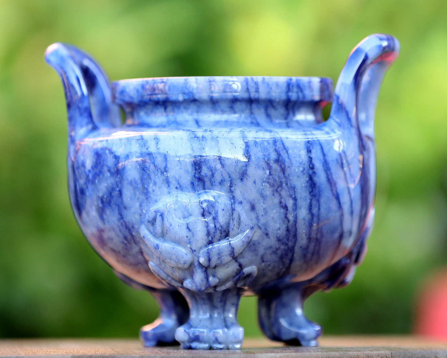 Nicedony 7.0” Blue Aventurine Hand Carved Crystal Gemstone Censer - View 6