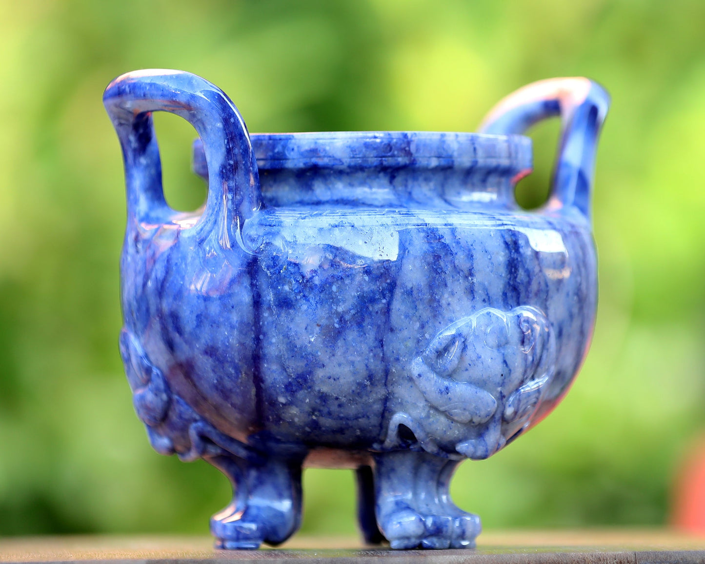 Nicedony 7.0” Blue Aventurine Hand Carved Crystal Gemstone Censer - View 7