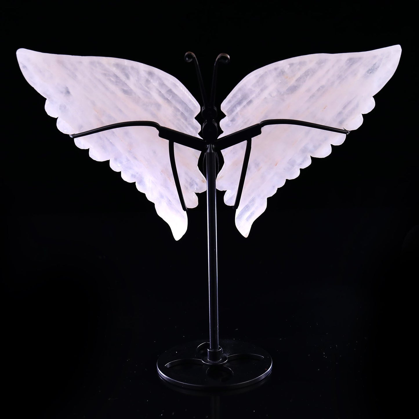 Nicedony 7.0" Rose Quartz Hand Carved Butterfly Wings Sculpture - View 6