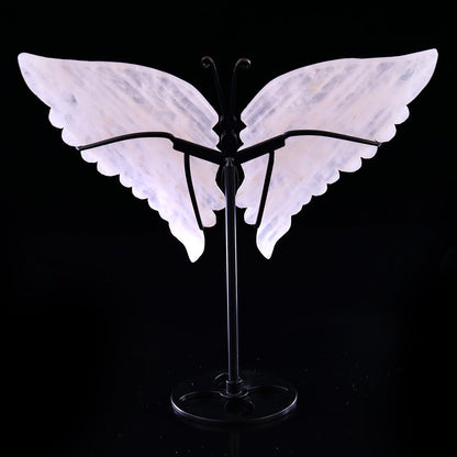 Nicedony 7.0" Rose Quartz Hand Carved Butterfly Wings Sculpture - View 6