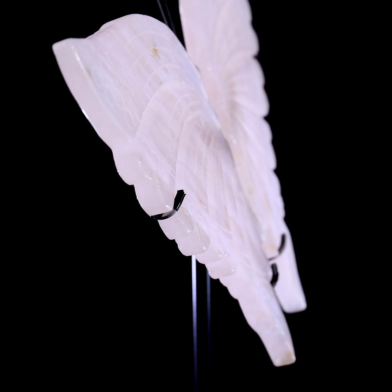 Nicedony 7.0" Rose Quartz Hand Carved Butterfly Wings Sculpture - View 5