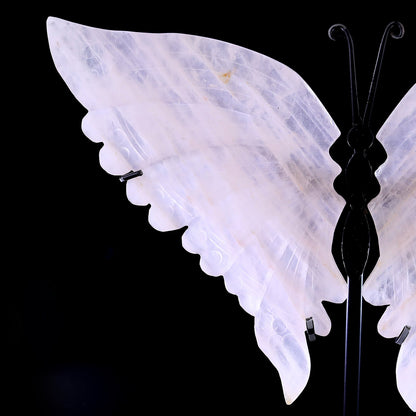 Nicedony 7.0" Rose Quartz Hand Carved Butterfly Wings Sculpture - View 3