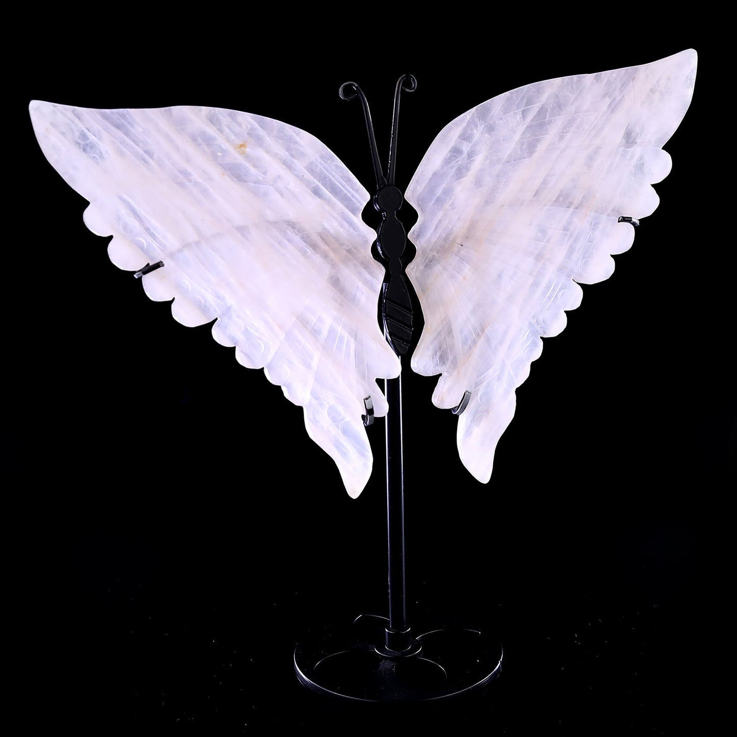 Nicedony 7.0" Rose Quartz Hand Carved Butterfly Wings Sculpture - View 4