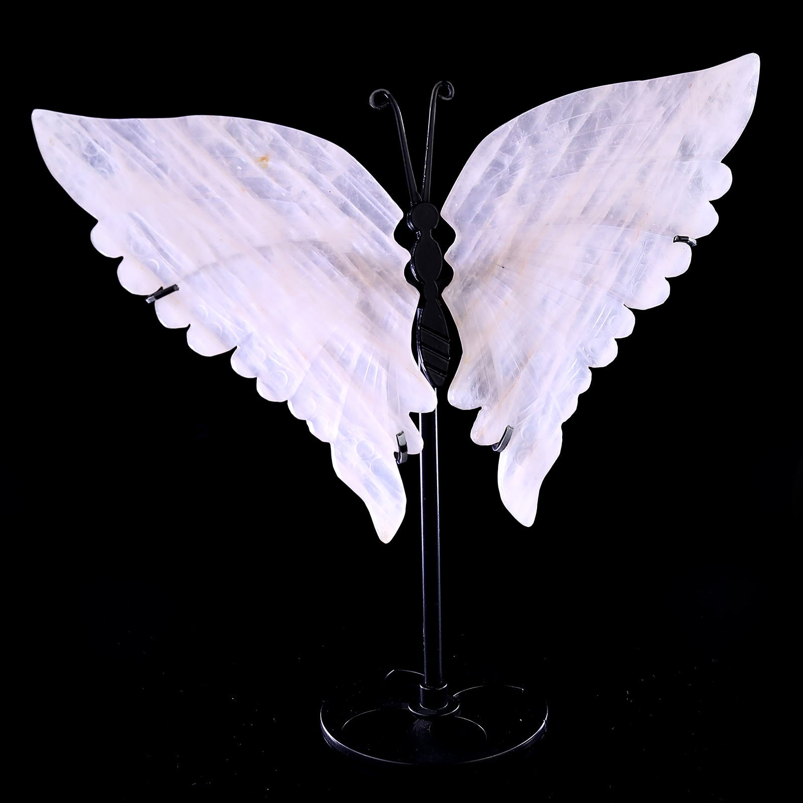 Nicedony 7.0" Rose Quartz Hand Carved Butterfly Wings Sculpture - View 4
