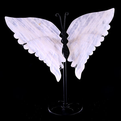 Nicedony 7.0" Rose Quartz Hand Carved Butterfly Wings Sculpture - View 4