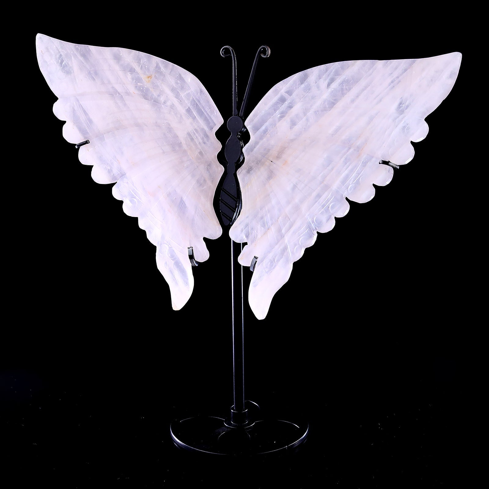 Nicedony 7.0" Rose Quartz Hand Carved Butterfly Wings Sculpture - View 7