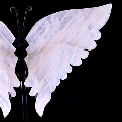 Nicedony 7.0" Rose Quartz Hand Carved Butterfly Wings Sculpture - View 2