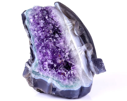Nicedony 7.1" Amethyst Druse Agate Hand Carved Lizard Sculpture - View 9