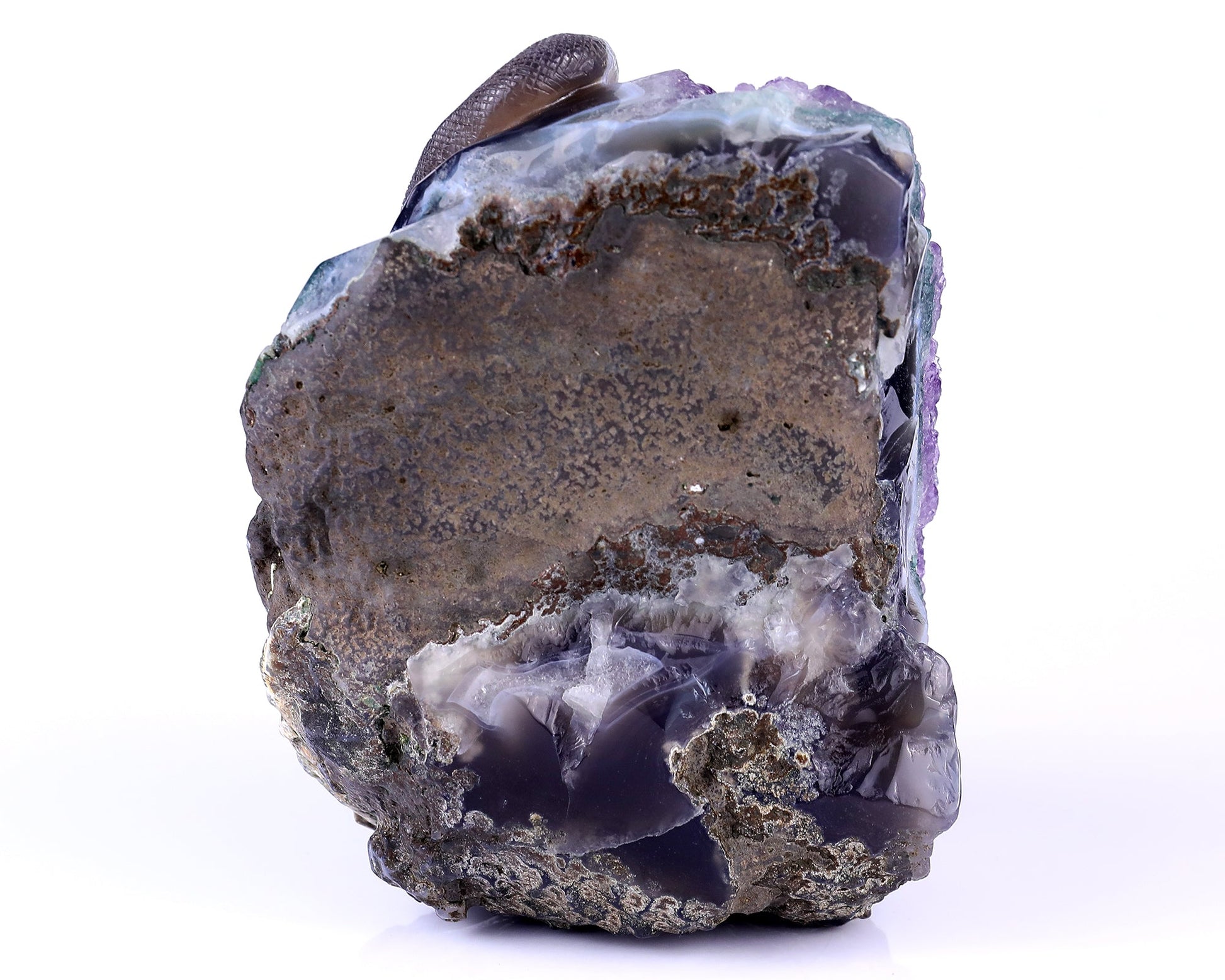 Nicedony 7.1" Amethyst Druse Agate Hand Carved Lizard Sculpture - View 4