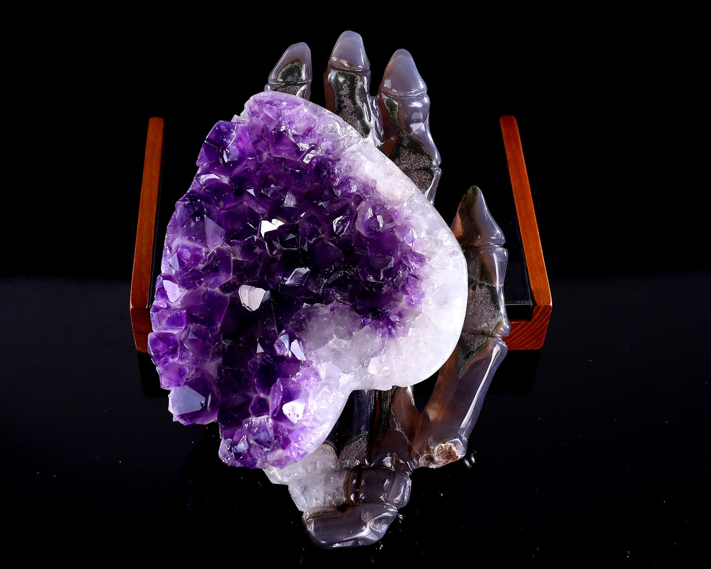 Nicedony 7.1" Amethyst Druse Agate Hand Carved Forever Love Hand