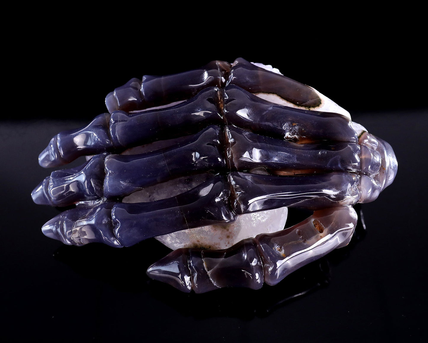 Nicedony 7.1" Amethyst Druse Agate Hand Carved Forever Love Hand - View 9