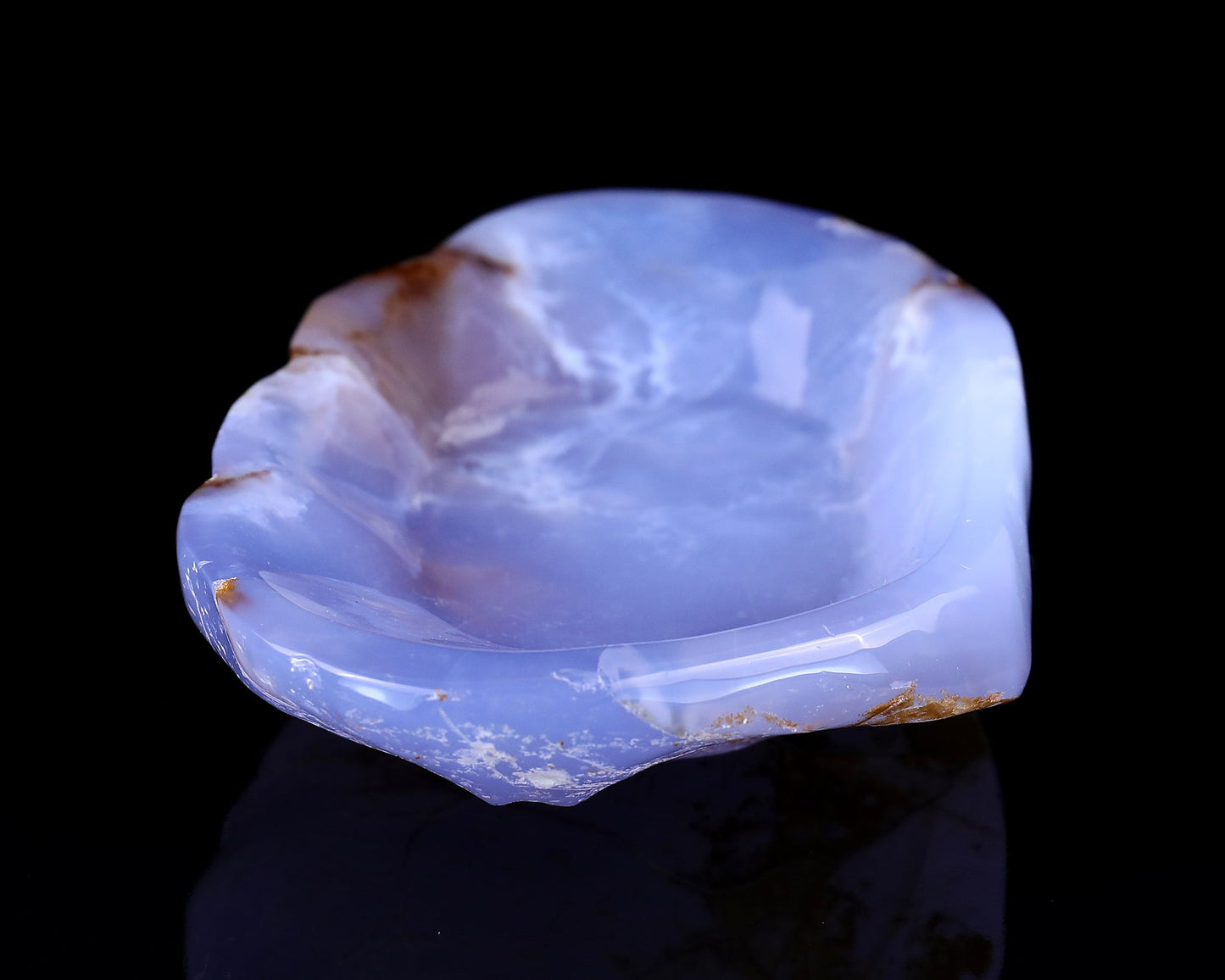 Nicedony 7.1" Blue Chalcedony Hand Carved Crystal Ashtray Fruit Tray - View 8