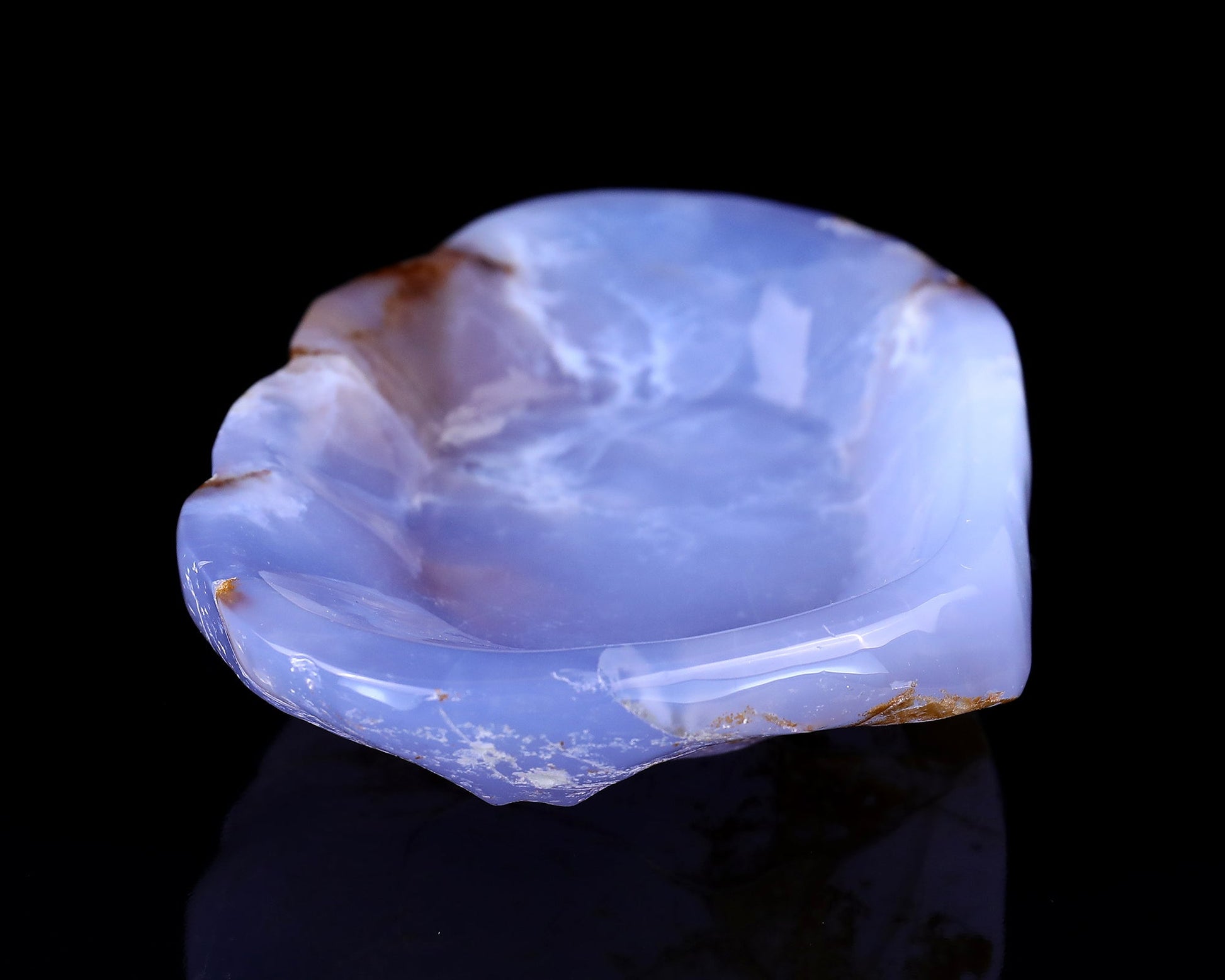 Nicedony 7.1" Blue Chalcedony Hand Carved Crystal Ashtray Fruit Tray - View 8