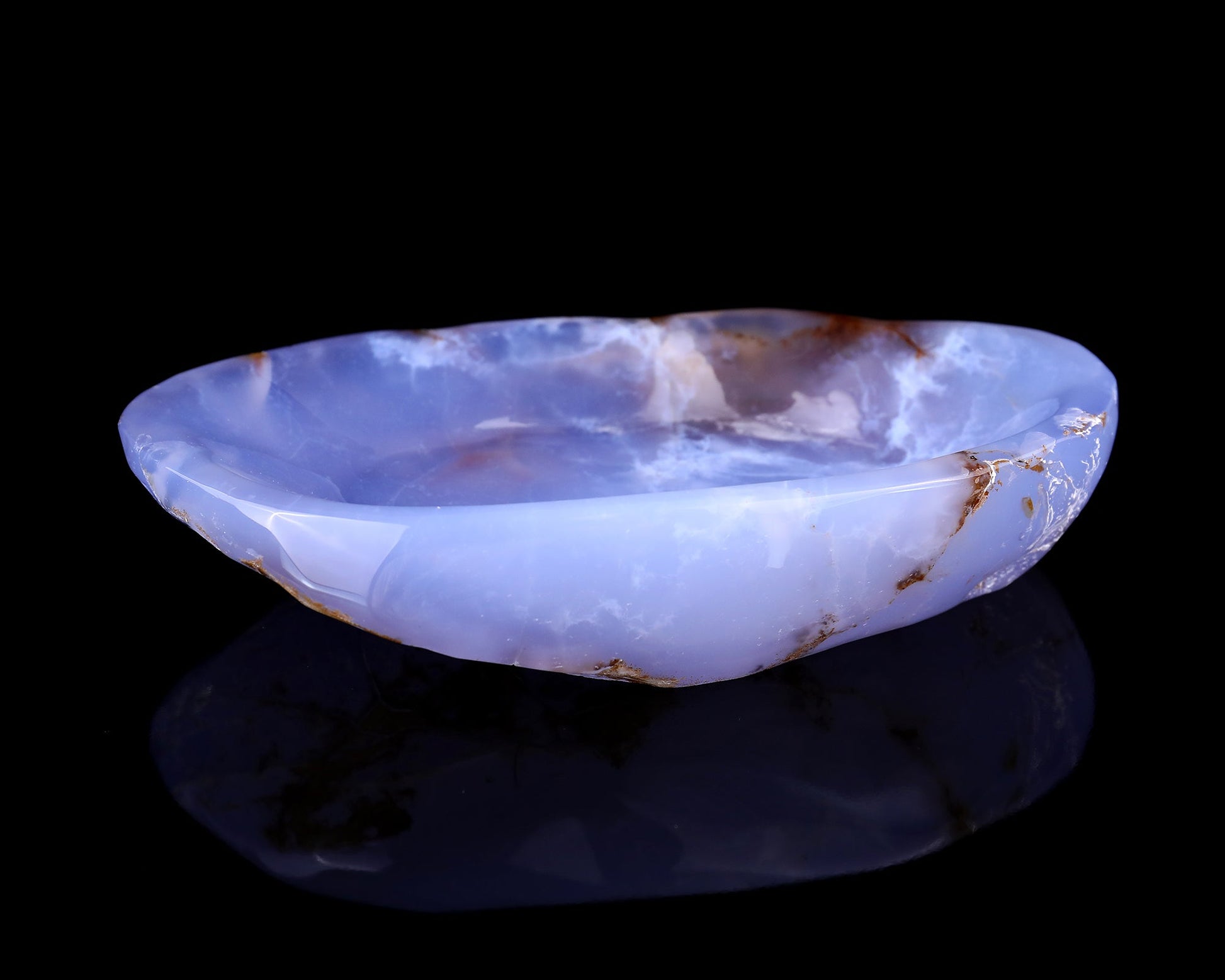 Nicedony 7.1" Blue Chalcedony Hand Carved Crystal Ashtray Fruit Tray - View 5