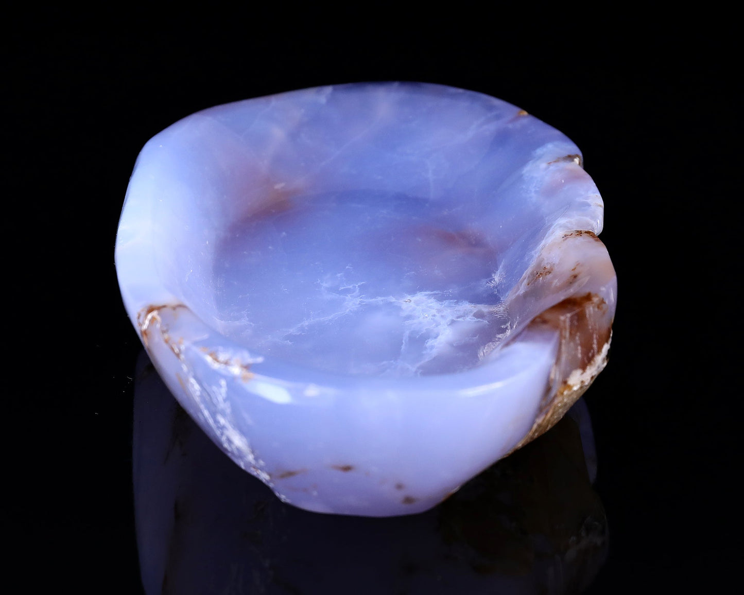 Nicedony 7.1" Blue Chalcedony Hand Carved Crystal Ashtray Fruit Tray - View 3