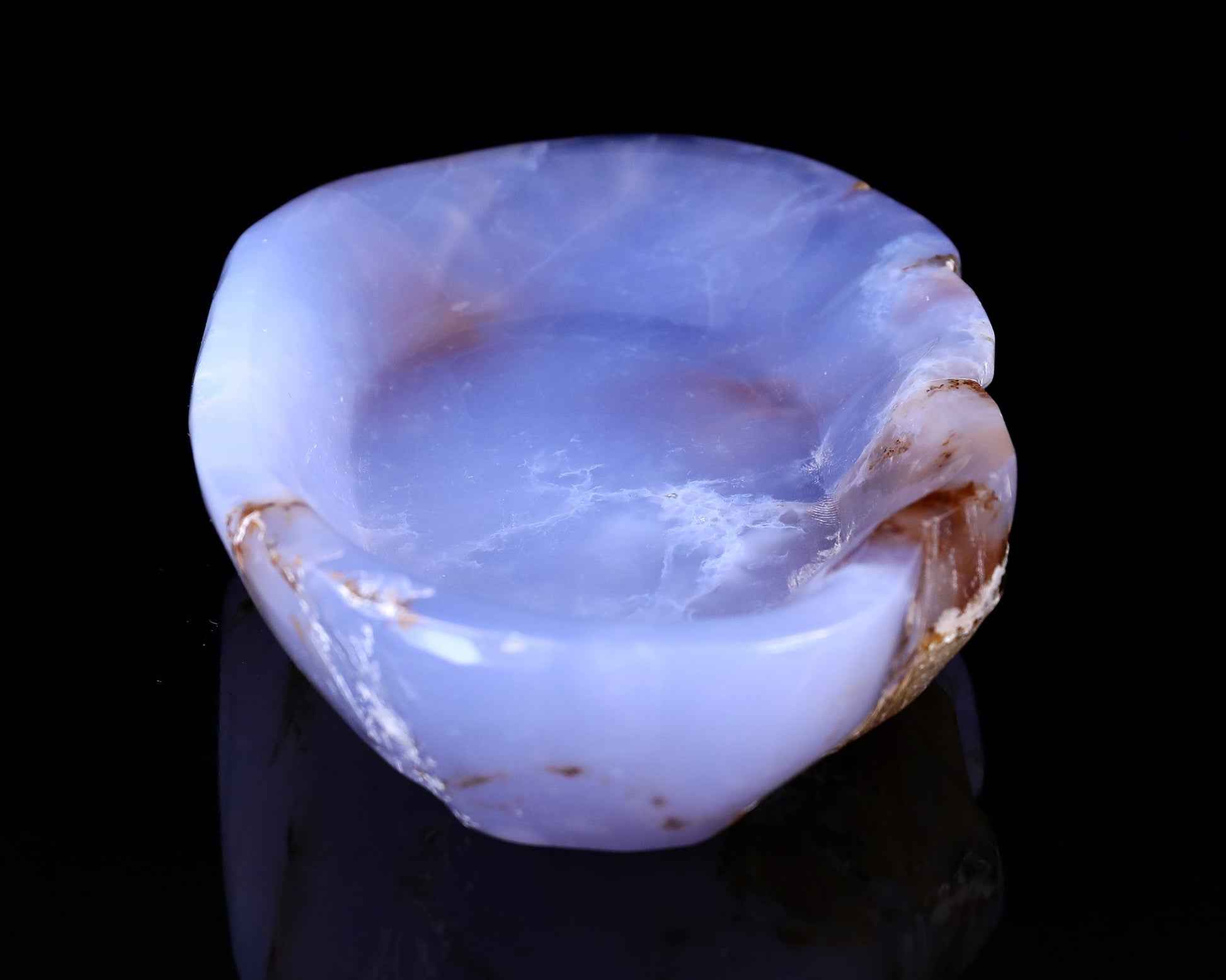 Nicedony 7.1" Blue Chalcedony Hand Carved Crystal Ashtray Fruit Tray - View 3
