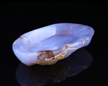 Nicedony 7.1" Blue Chalcedony Hand Carved Crystal Ashtray Fruit Tray - View 2