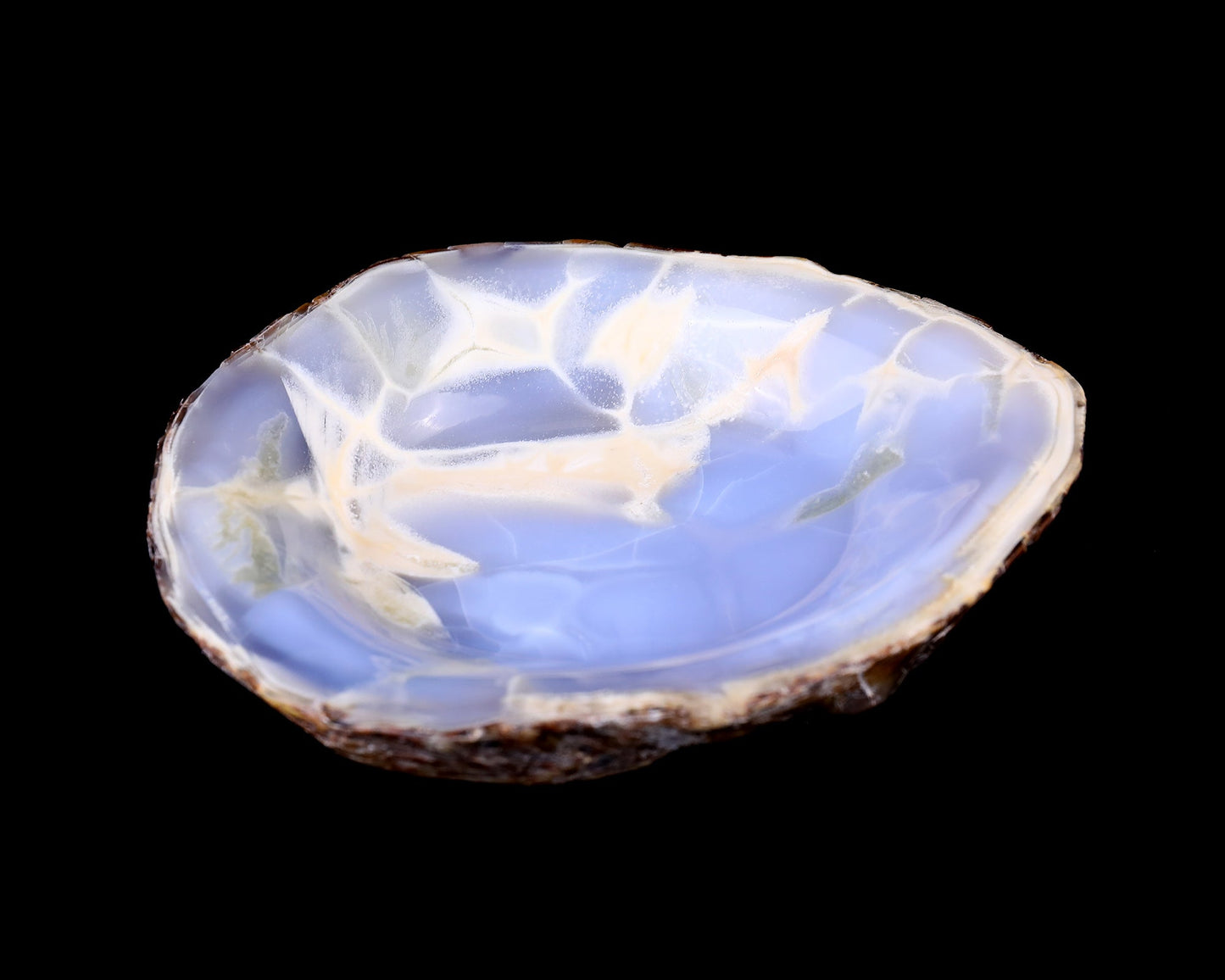 Nicedony 7.1" Blue Chalcedony Hand Carved Jewelry Tray Fruit Tray - View 3