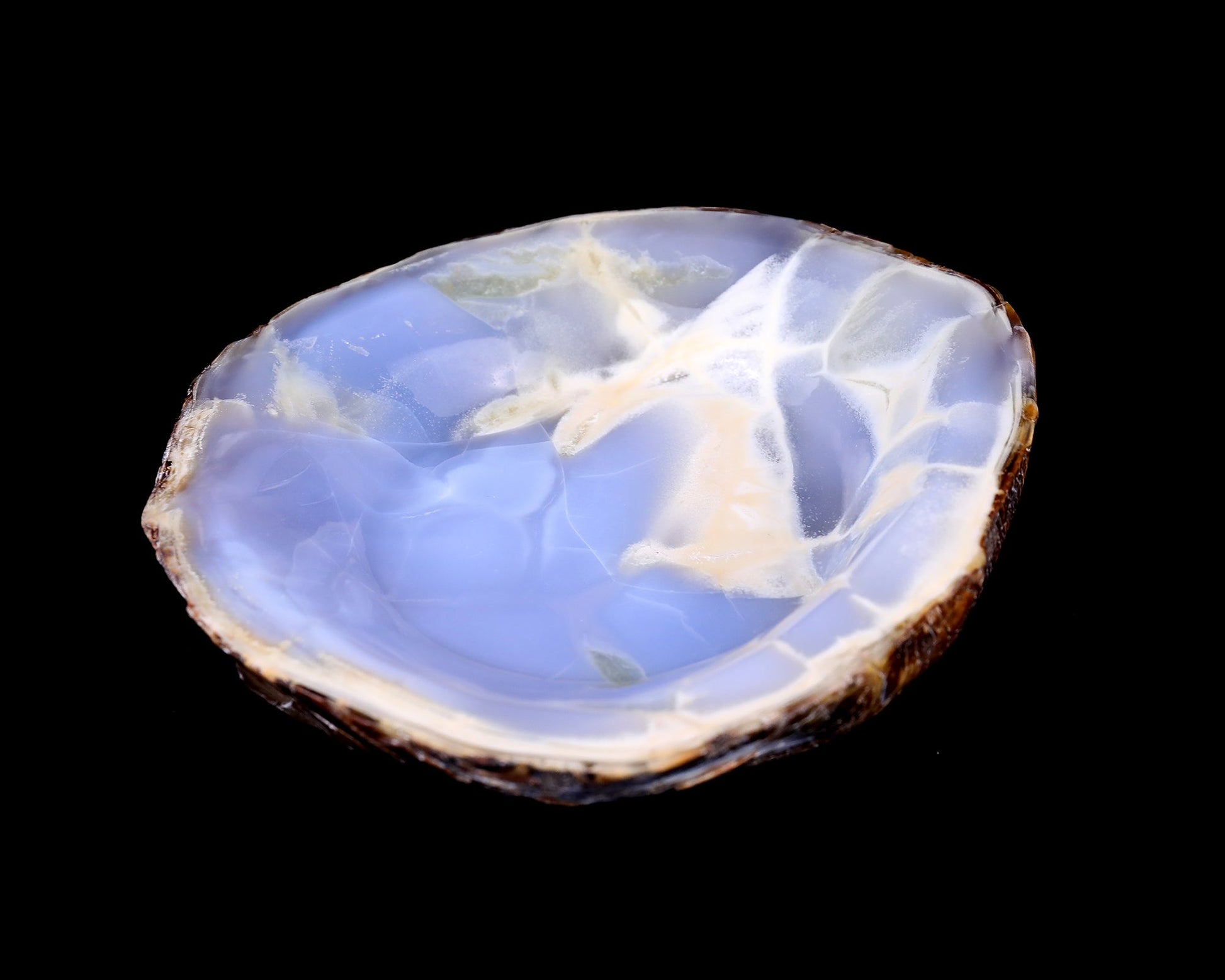 Nicedony 7.1" Blue Chalcedony Hand Carved Jewelry Tray Fruit Tray - View 2