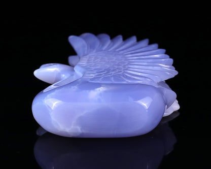 Nicedony 7.1"  Blue Chalcedony Hand Carved Crystal Swan Sculpture - View 6