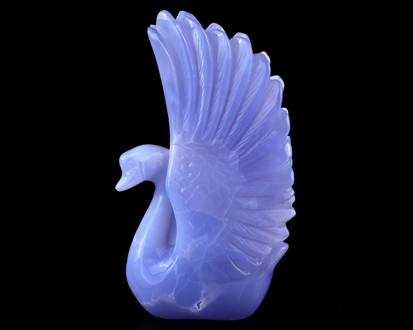 Nicedony 7.1"  Blue Chalcedony Hand Carved Crystal Swan Sculpture - View 4