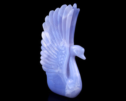 Nicedony 7.1"  Blue Chalcedony Hand Carved Crystal Swan Sculpture - View 2