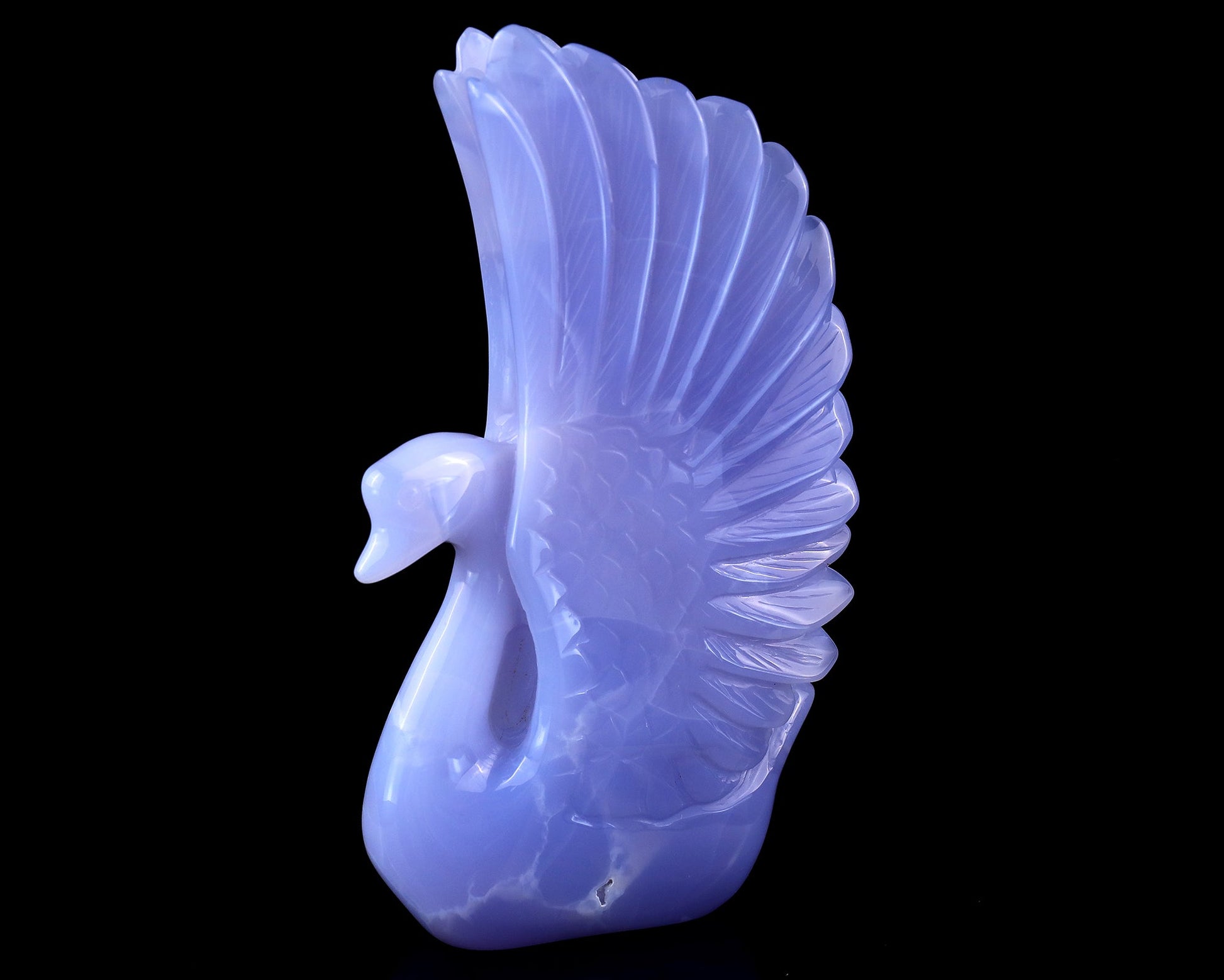 Nicedony 7.1"  Blue Chalcedony Hand Carved Crystal Swan Sculpture - View 7