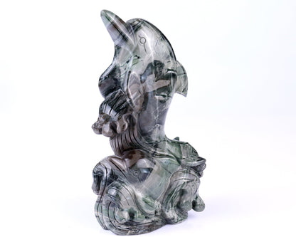 Nicedony 7.1" Jiulong Jade Hand Carved Crystal Dolphins Sculpture - View 7