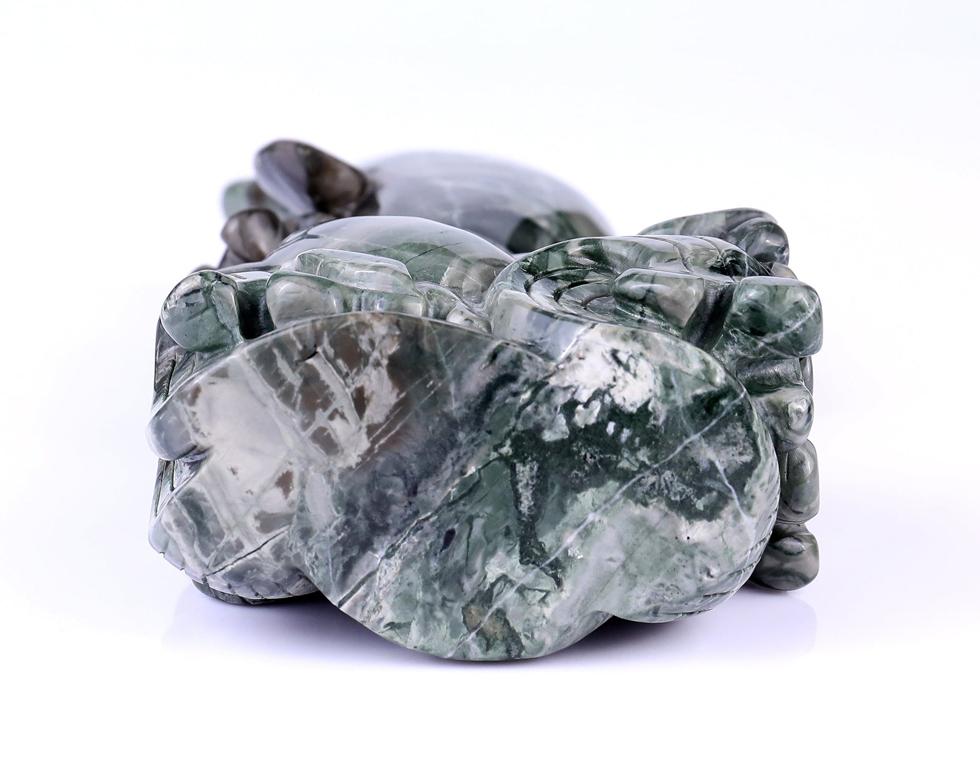 Nicedony 7.1" Jiulong Jade Hand Carved Crystal Dolphins Sculpture - View 6