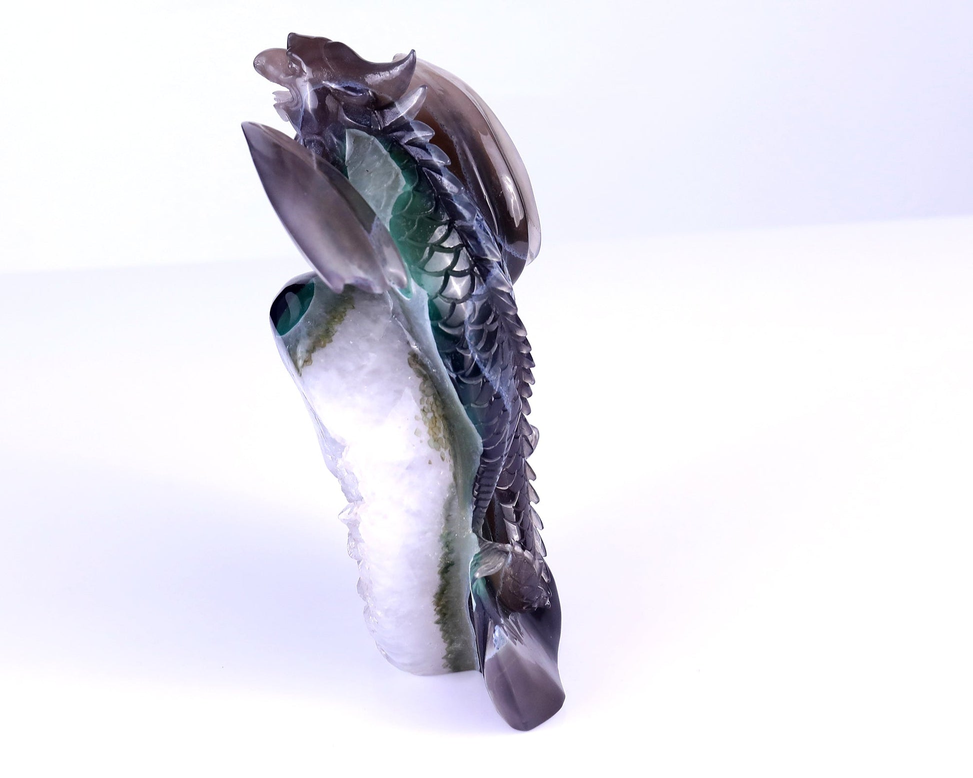 Nicedony 7.1" Quartz Druse Rock Hand Carved Cute Baby Dragon - View 7