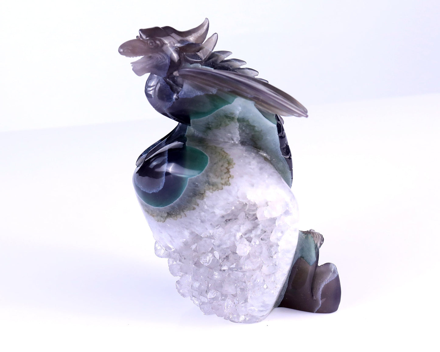 Nicedony 7.1" Quartz Druse Rock Hand Carved Cute Baby Dragon - View 8