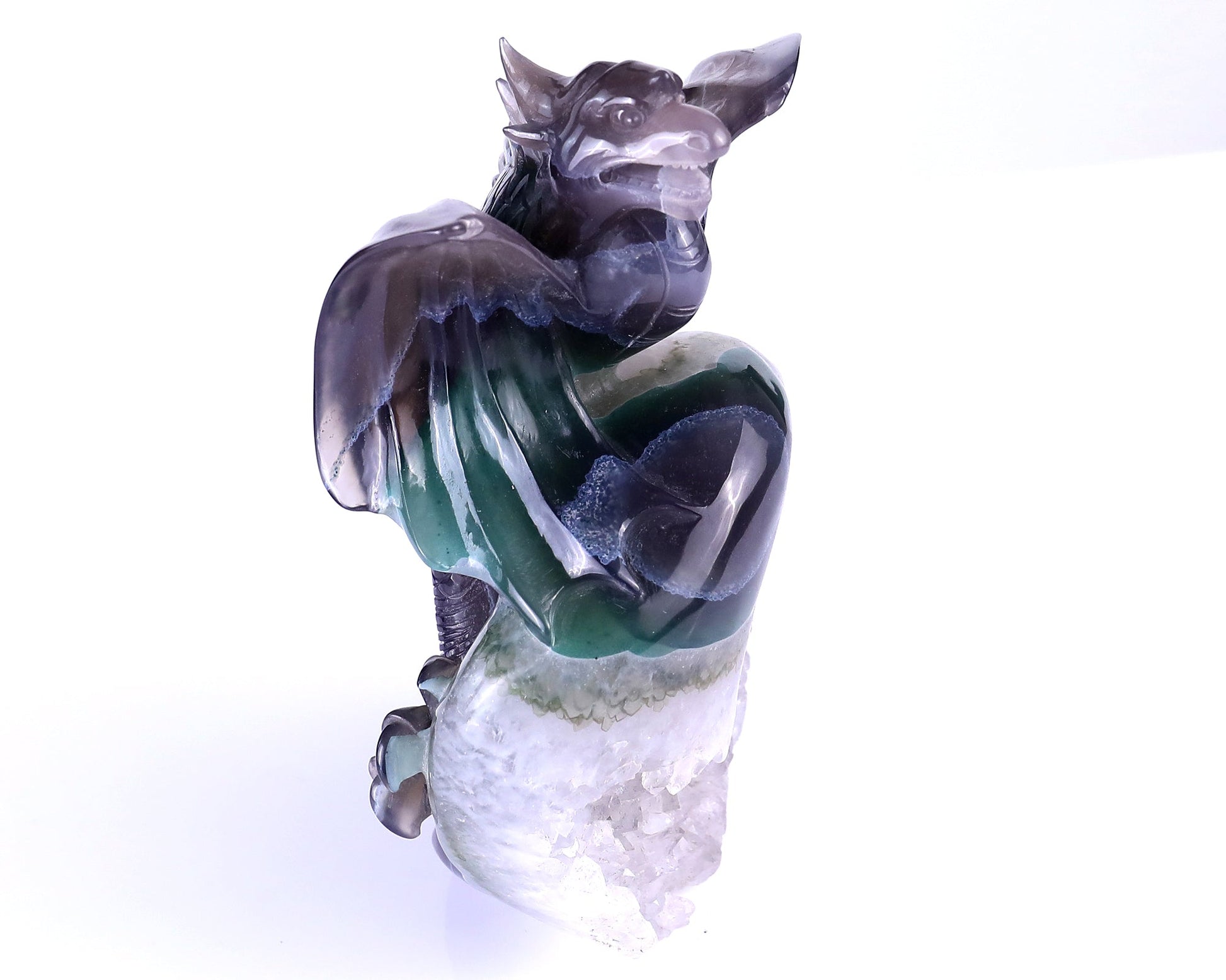 Nicedony 7.1" Quartz Druse Rock Hand Carved Cute Baby Dragon - View 2