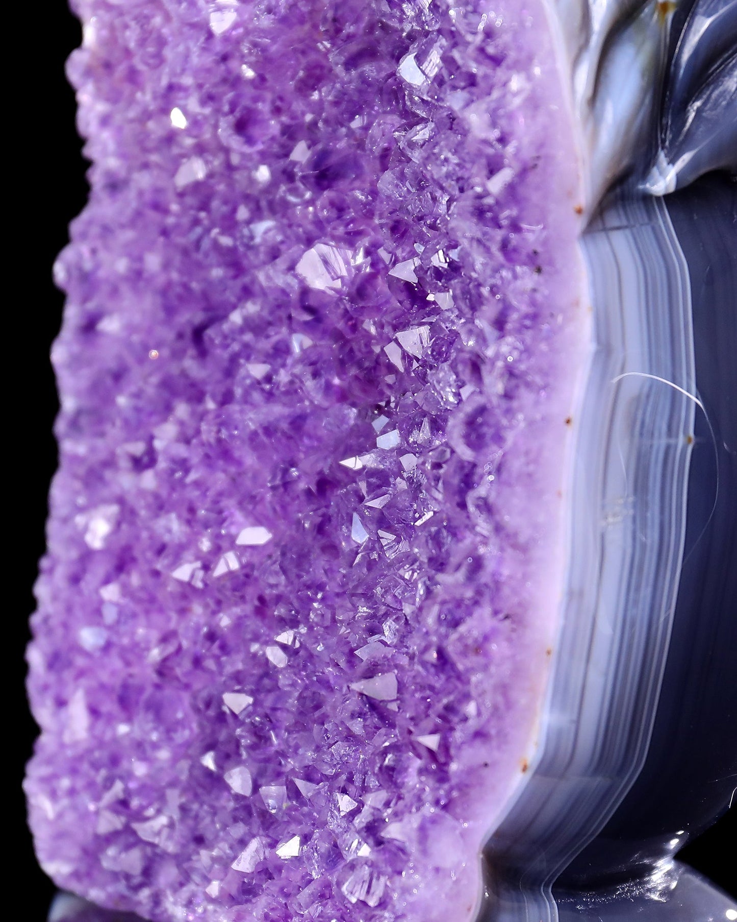 Nicedony Unique 7.2" Amethyst Druse Agate Hand Carved Mineral Specimen Skull and Eagle Sculpture - View 3
