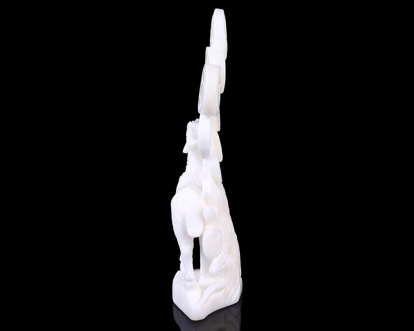 Nicedony 7.2" White Jade Hand Carved Sheep with Coin Sculpture - View 6